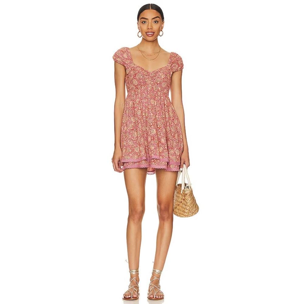 Free People Women's "Tabitha" Babydoll Dress in Pink Floral Print - Picture 2 of 9